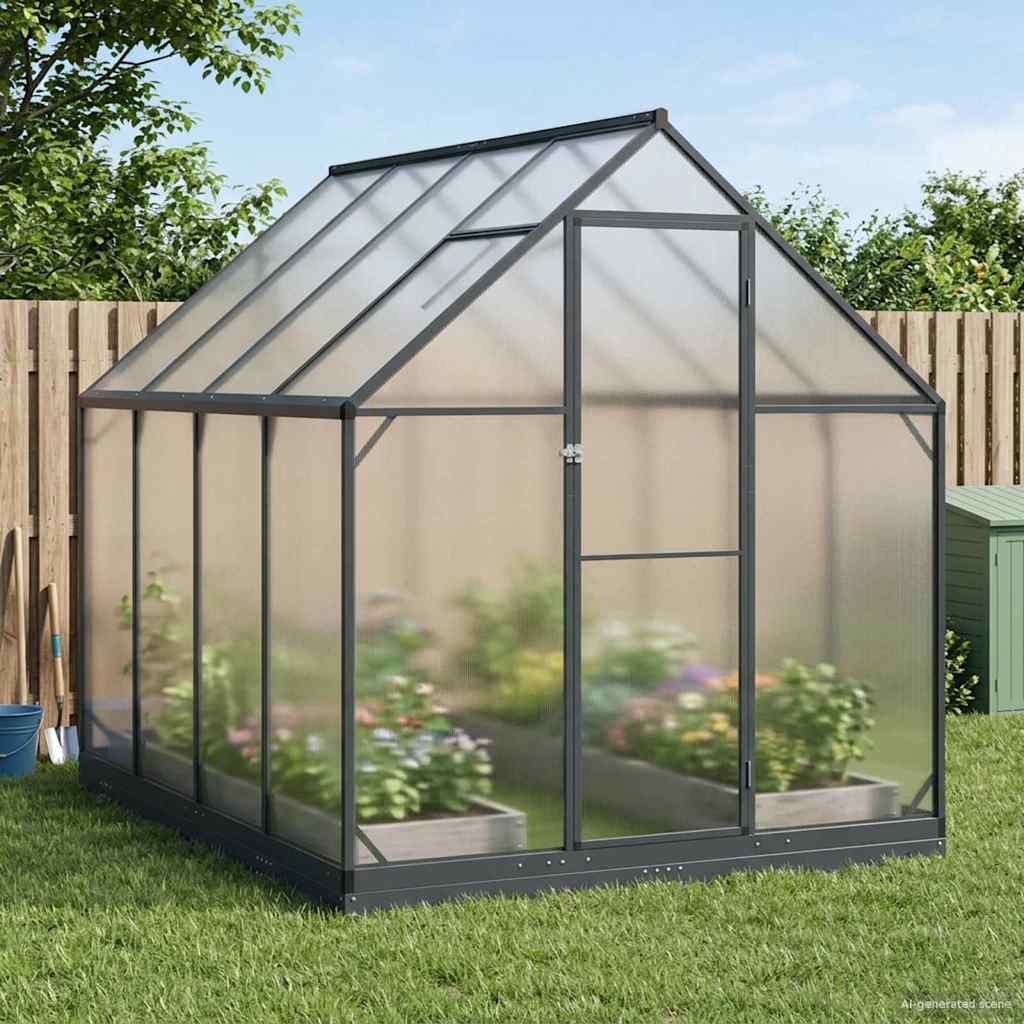Garten Gewächshaus mit Tür Anthrazit 183,5 x 243,5 x 207 cm
