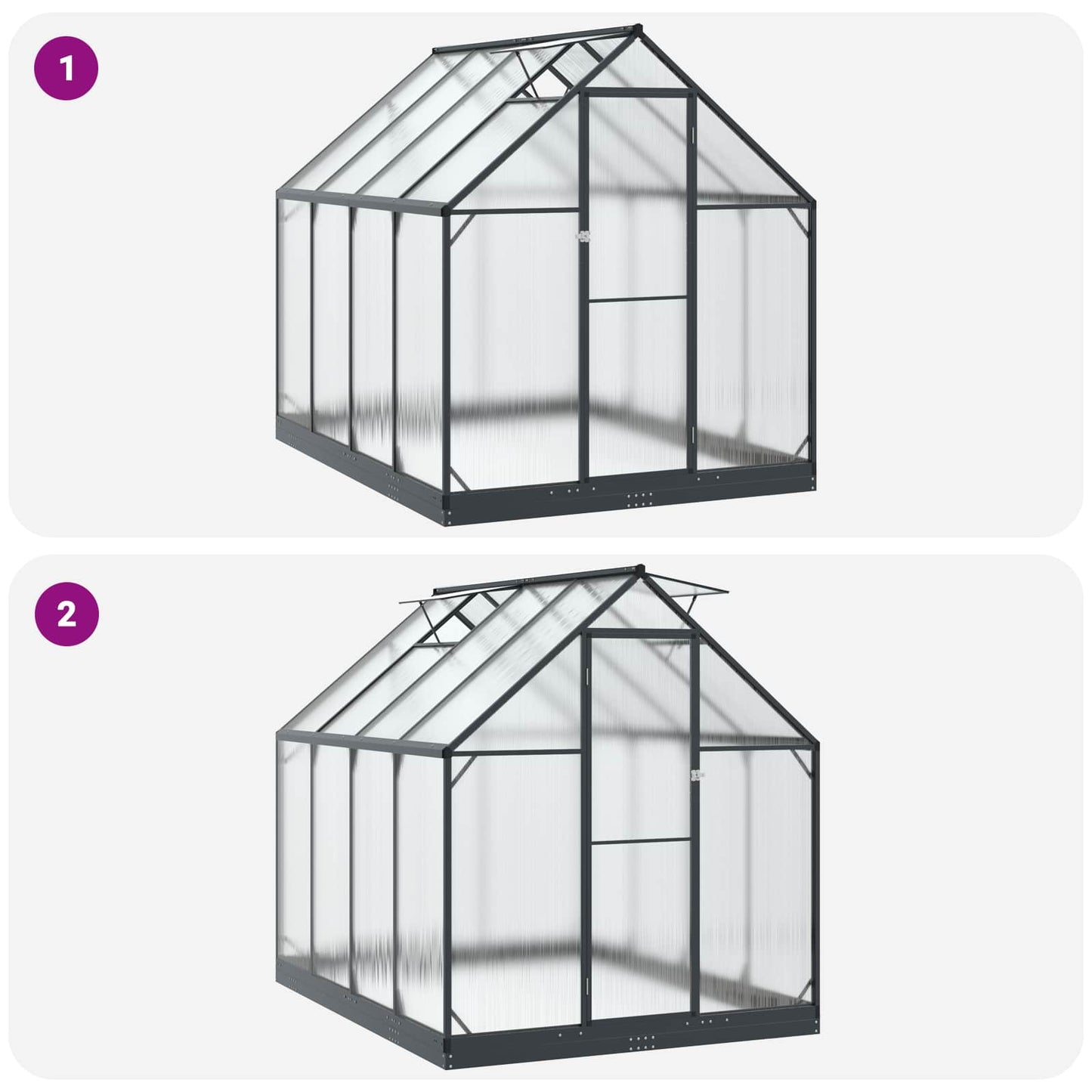 Garten Gewächshaus mit Tür Anthrazit 183,5 x 243,5 x 207 cm