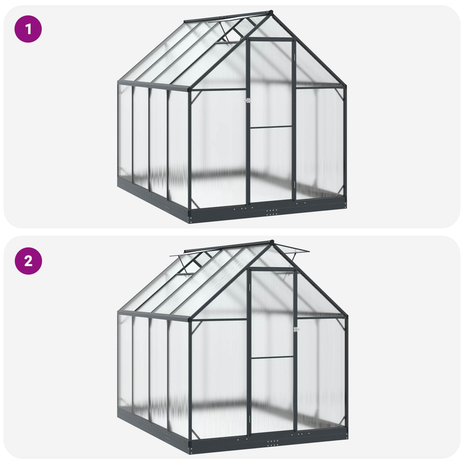 Garten Gewächshaus mit Tür Anthrazit 183,5 x 243,5 x 207 cm