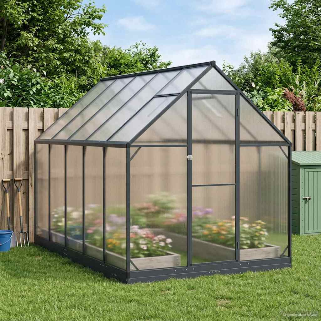 Garten Gewächshaus mit Tür Anthrazit 183,5 x 303,5 x 207 cm