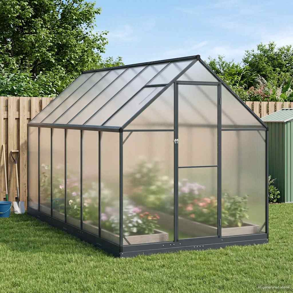 Garten Gewächshaus mit Tür Anthrazit 183,5 x 363,5 x 207 cm