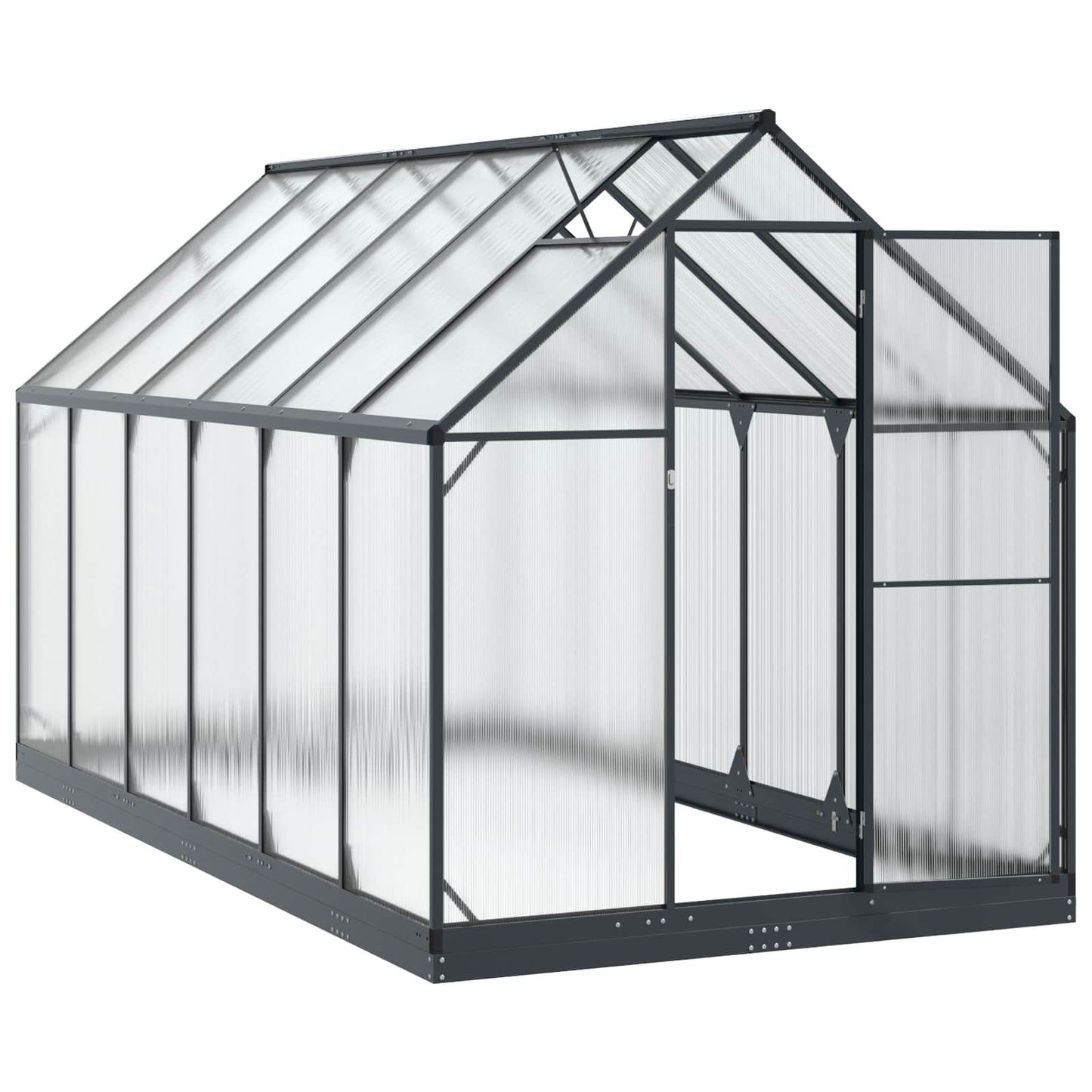 Garten Gewächshaus mit Tür Anthrazit 183,5 x 363,5 x 207 cm