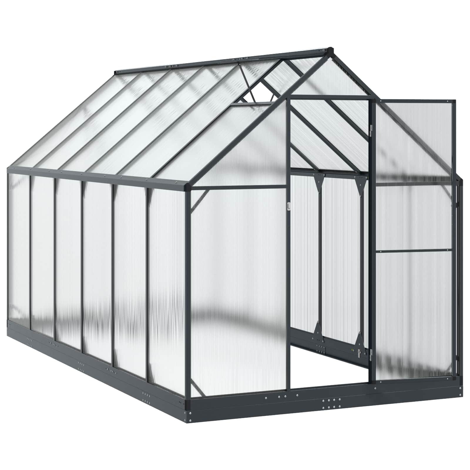 Garten Gewächshaus mit Tür Anthrazit 183,5 x 363,5 x 207 cm