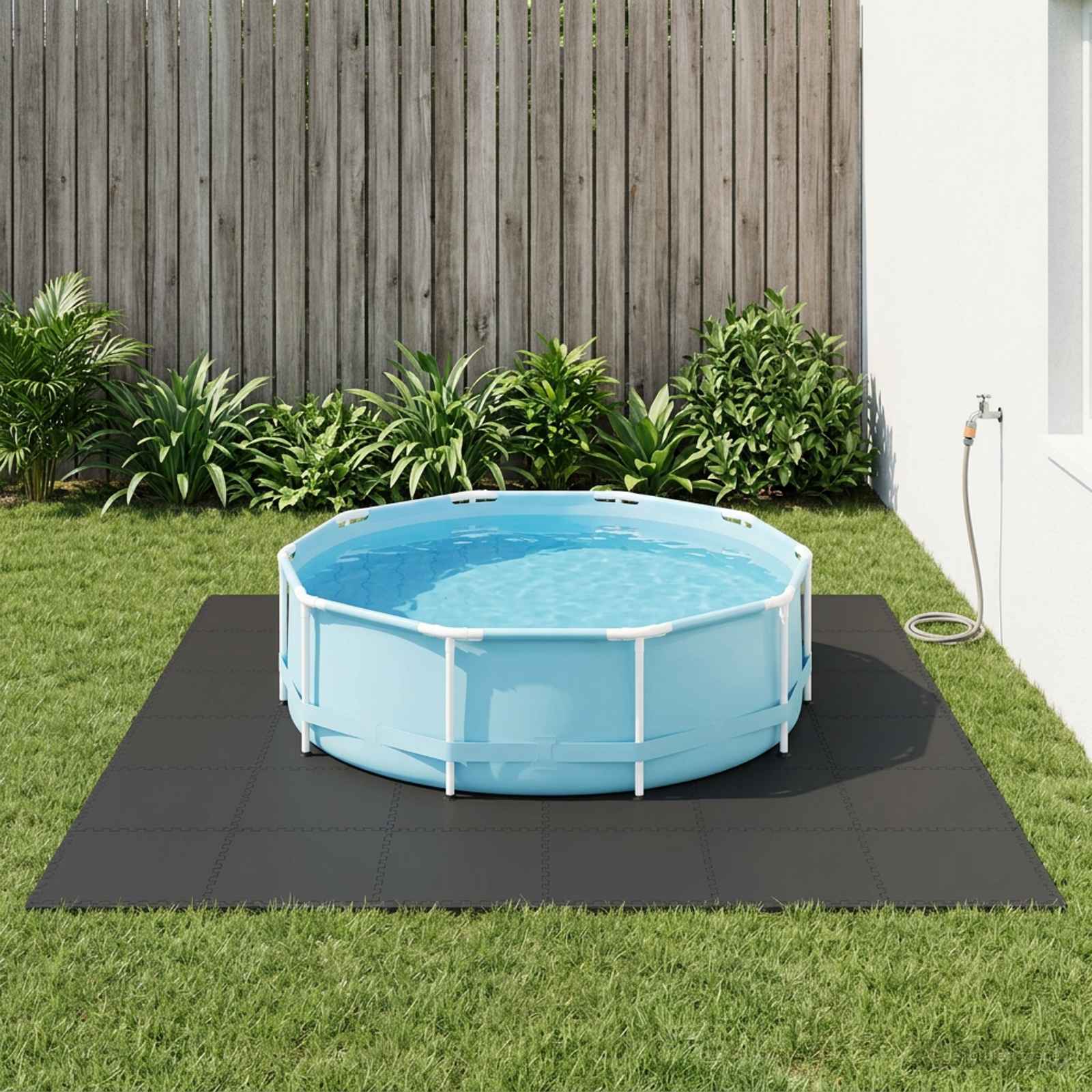 Pool Bodenschutzmatte 12 stk. Schwarz 4,32 m² EVA-Schaum