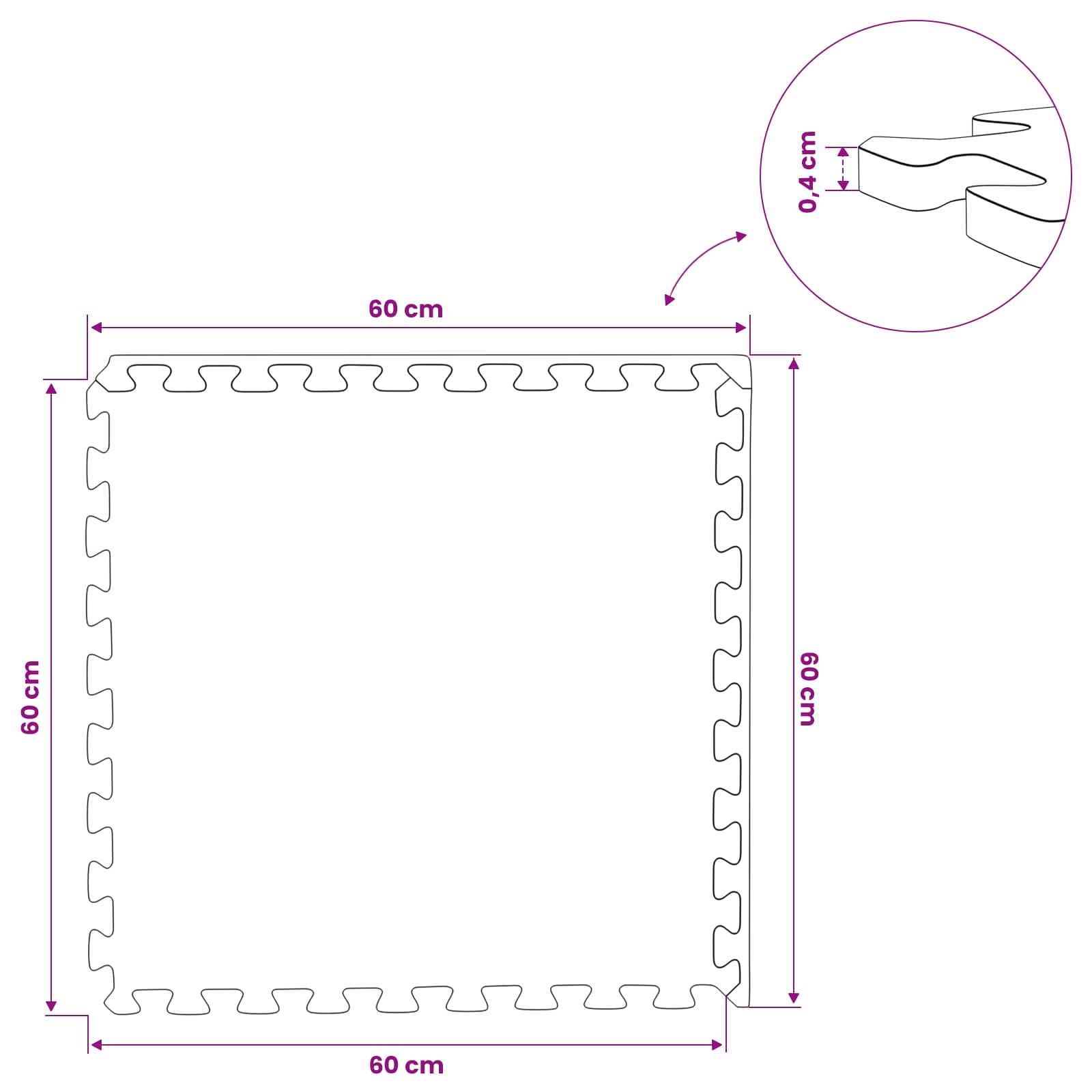 Pool Bodenschutzmatte 12 stk. Schwarz 4,32 m² EVA-Schaum