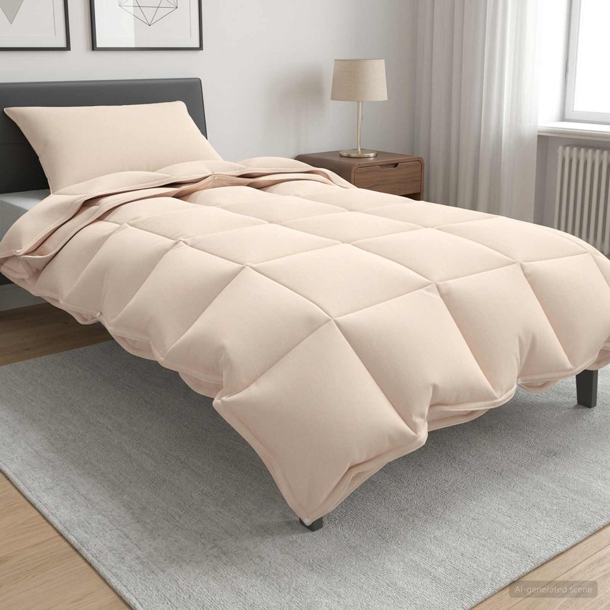 Bettwäsche-Set Beige 155 x 200 cm Baumwolle, Kapok, Polyester