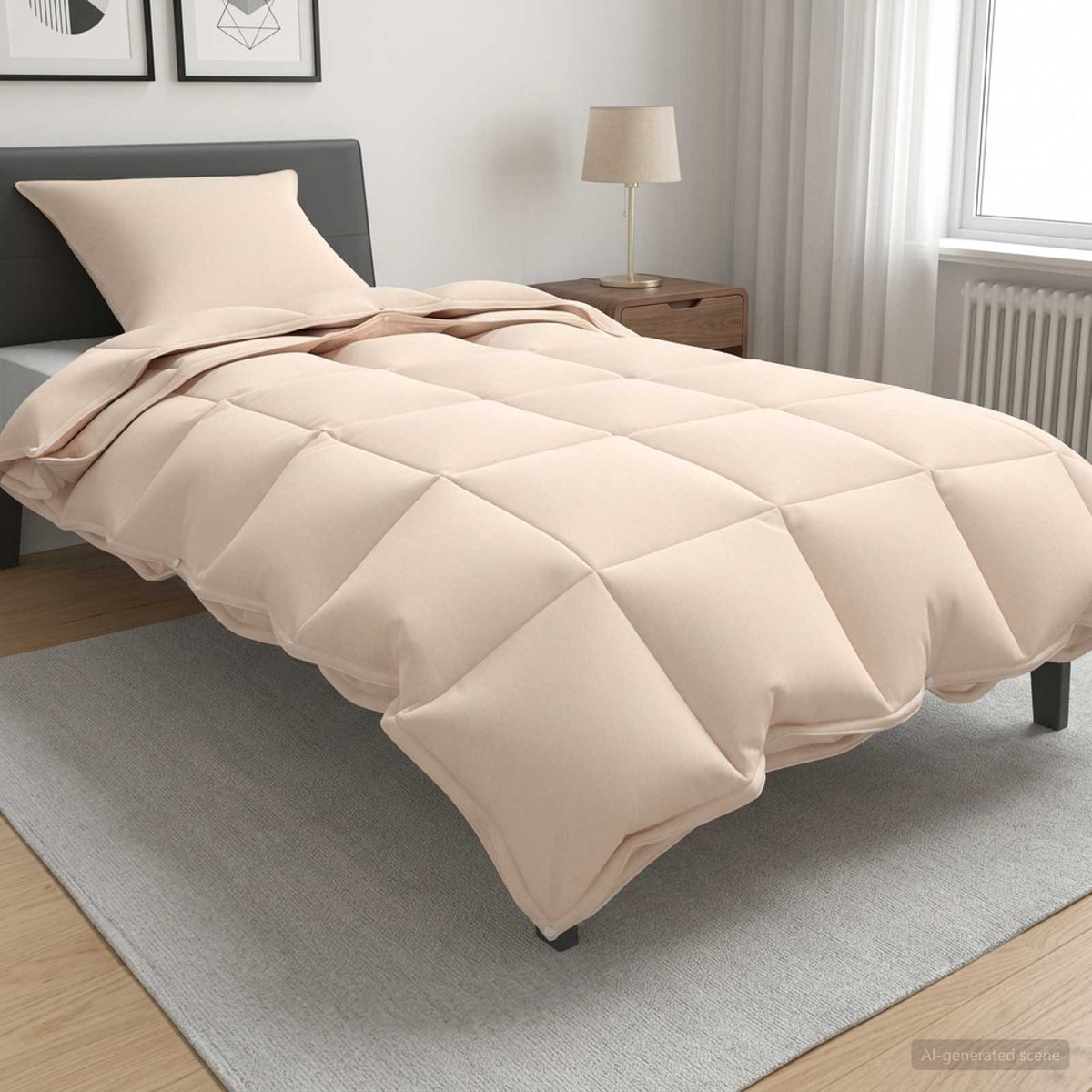 Bettwäsche-Set Beige 155 x 200 cm Baumwolle, Kapok, Polyester