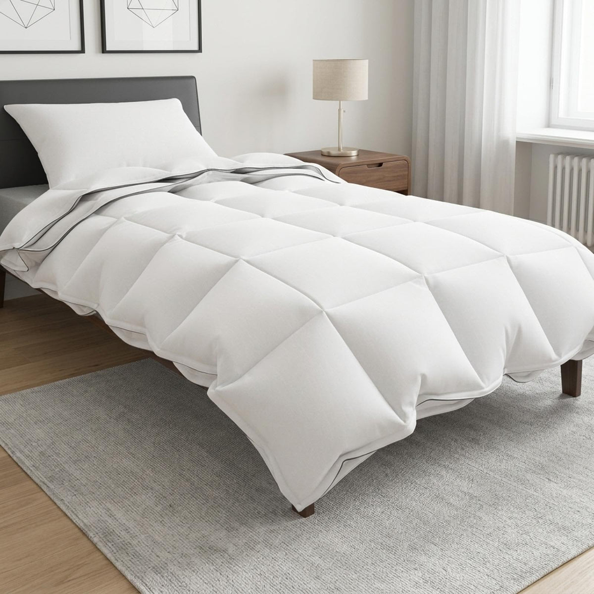 Bettwäsche-Set Weiß 135 x 200 cm Baumwolle, Bambus, Polyester