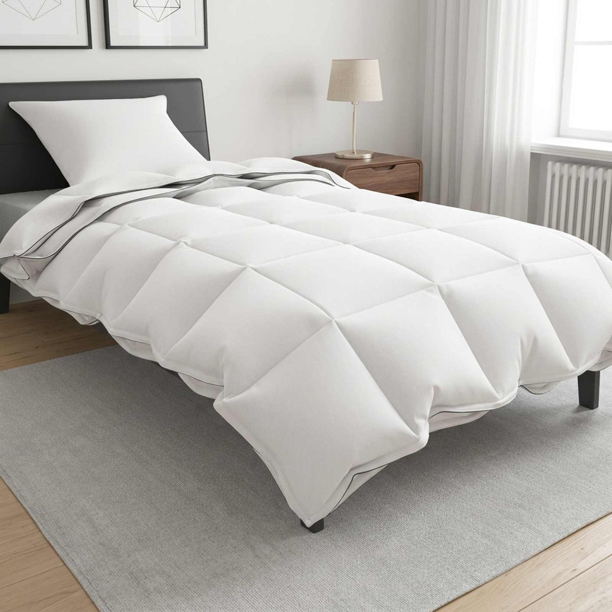 Bettwäsche-Set Weiß 155 x 200 cm Baumwolle, Bambus, Polyester