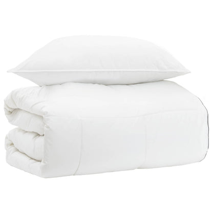 Bettwäsche-Set Weiß 155 x 200 cm Baumwolle, Bambus, Polyester
