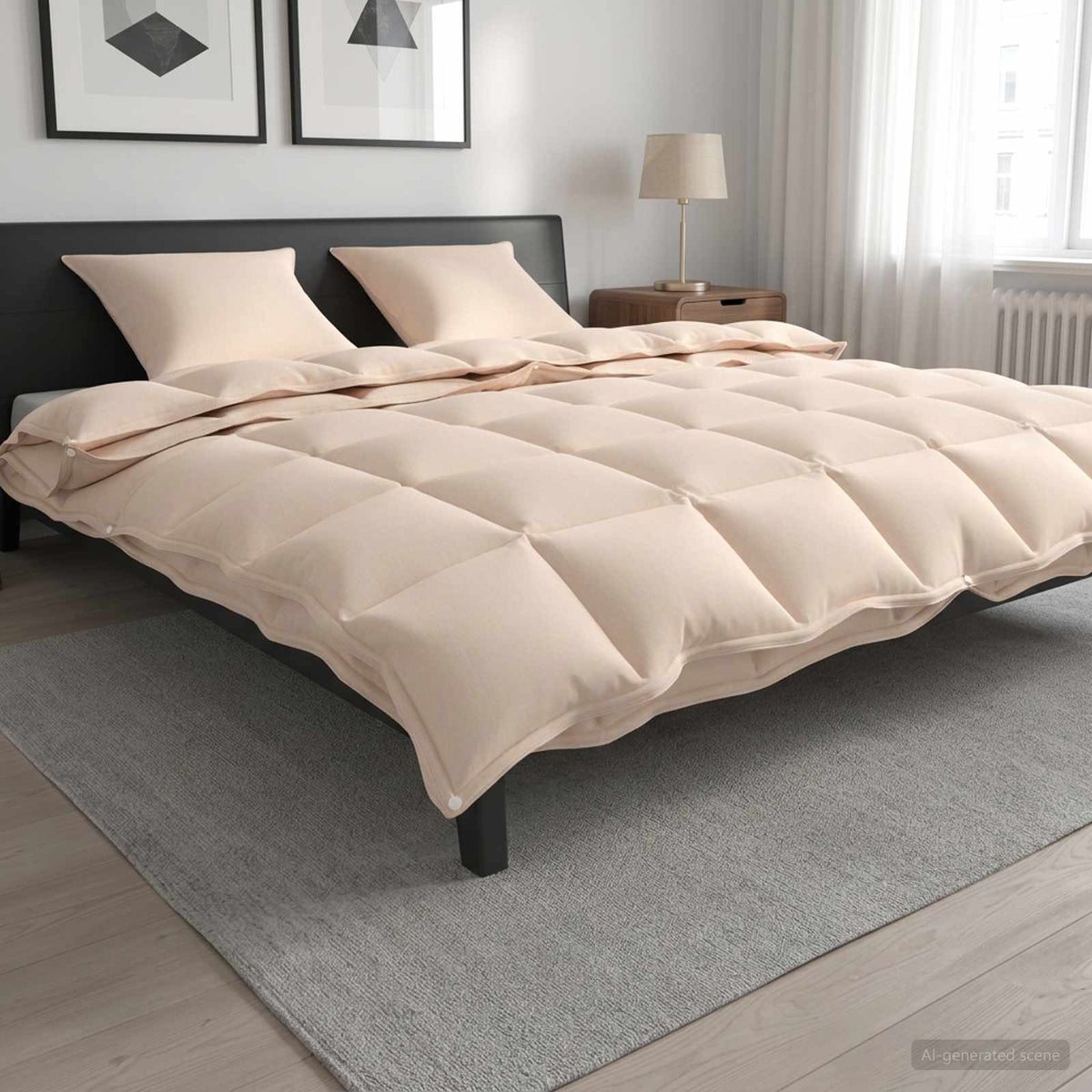 Bettwäsche-Set 2 stk. 200 x 200 cm Kapok und Polyester Beige