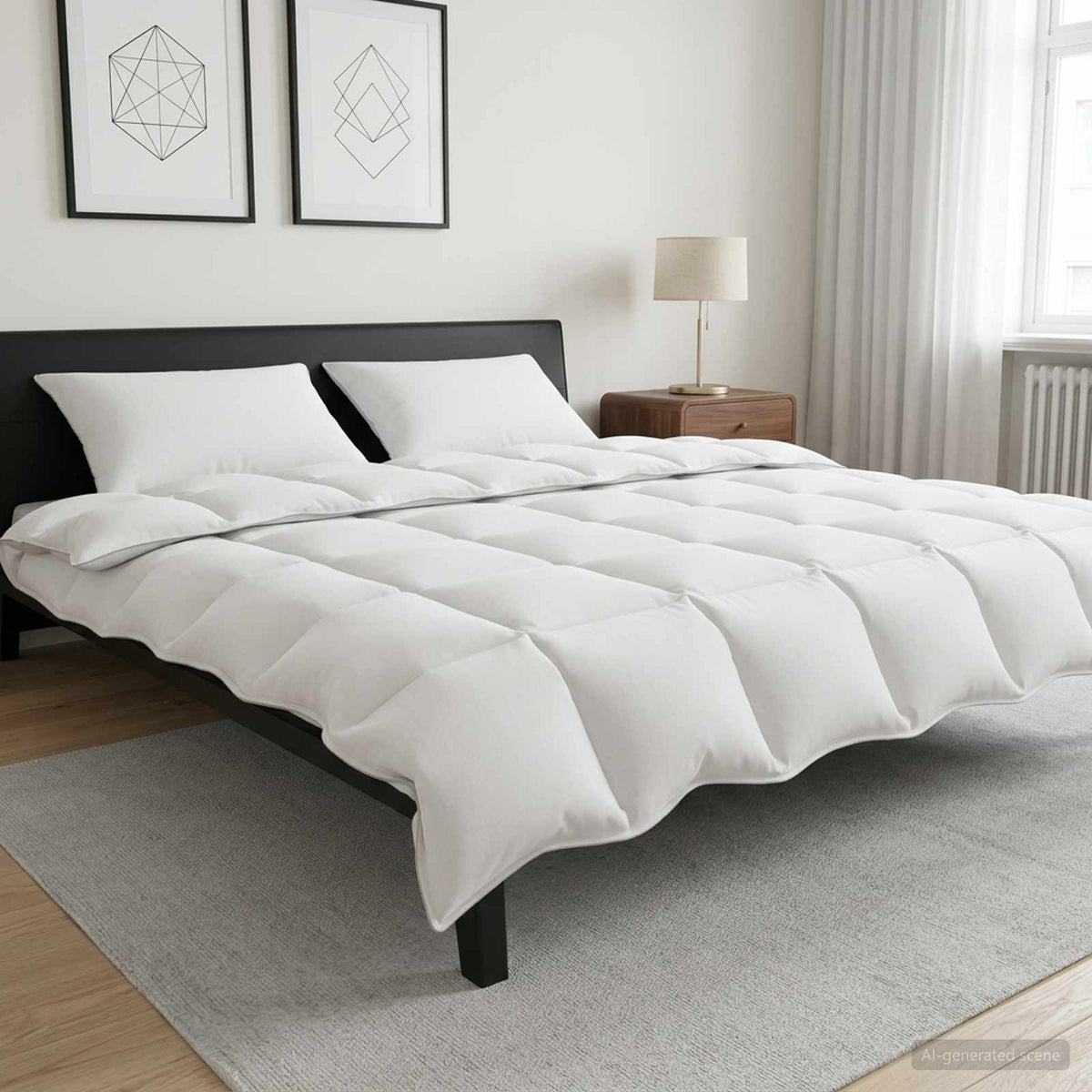 Bettwäsche-Set mit Kissen Weiß 240 x 220 cm Polyester, Bambus