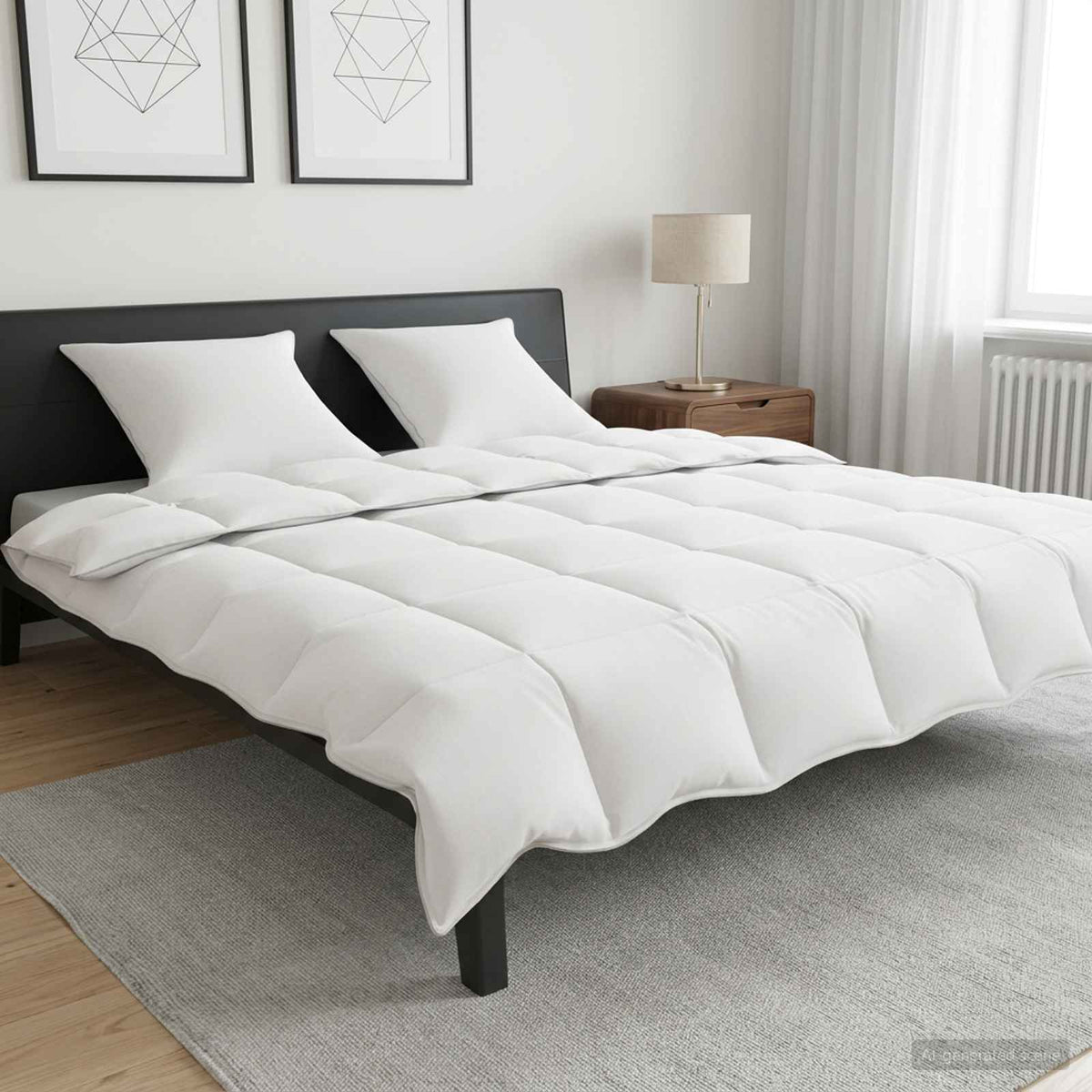 Bettwäsche-Set mit Kissen Weiß 200 x 240 cm Polyester, Bambus