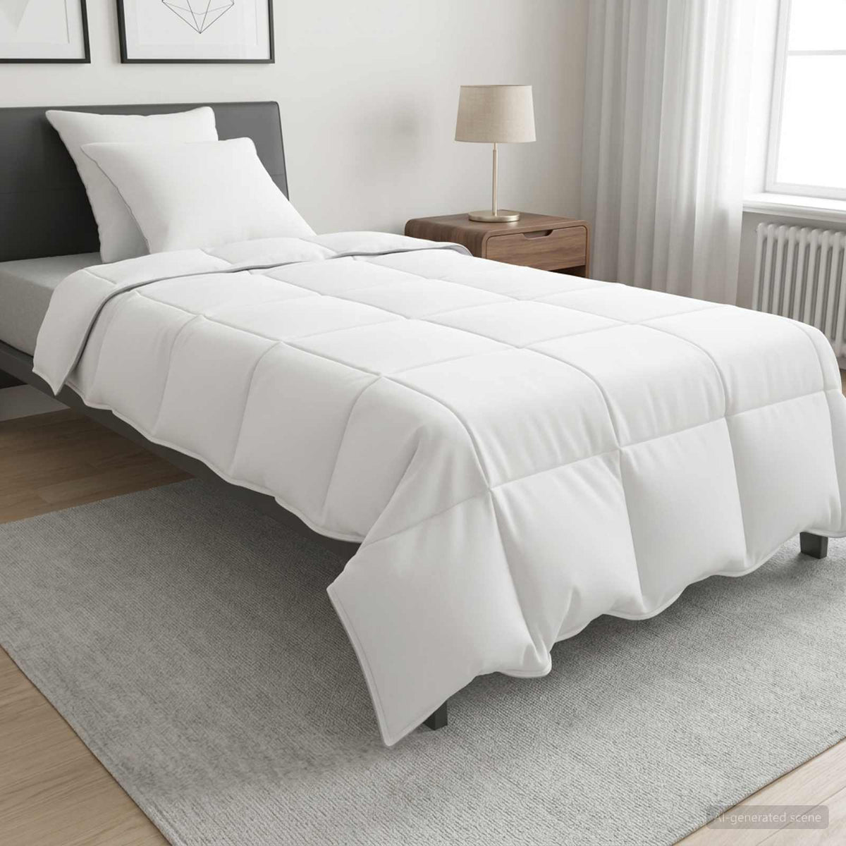Bettwäsche-Set mit Kissen Weiß 135 x 220 cm Polyester, Bambus