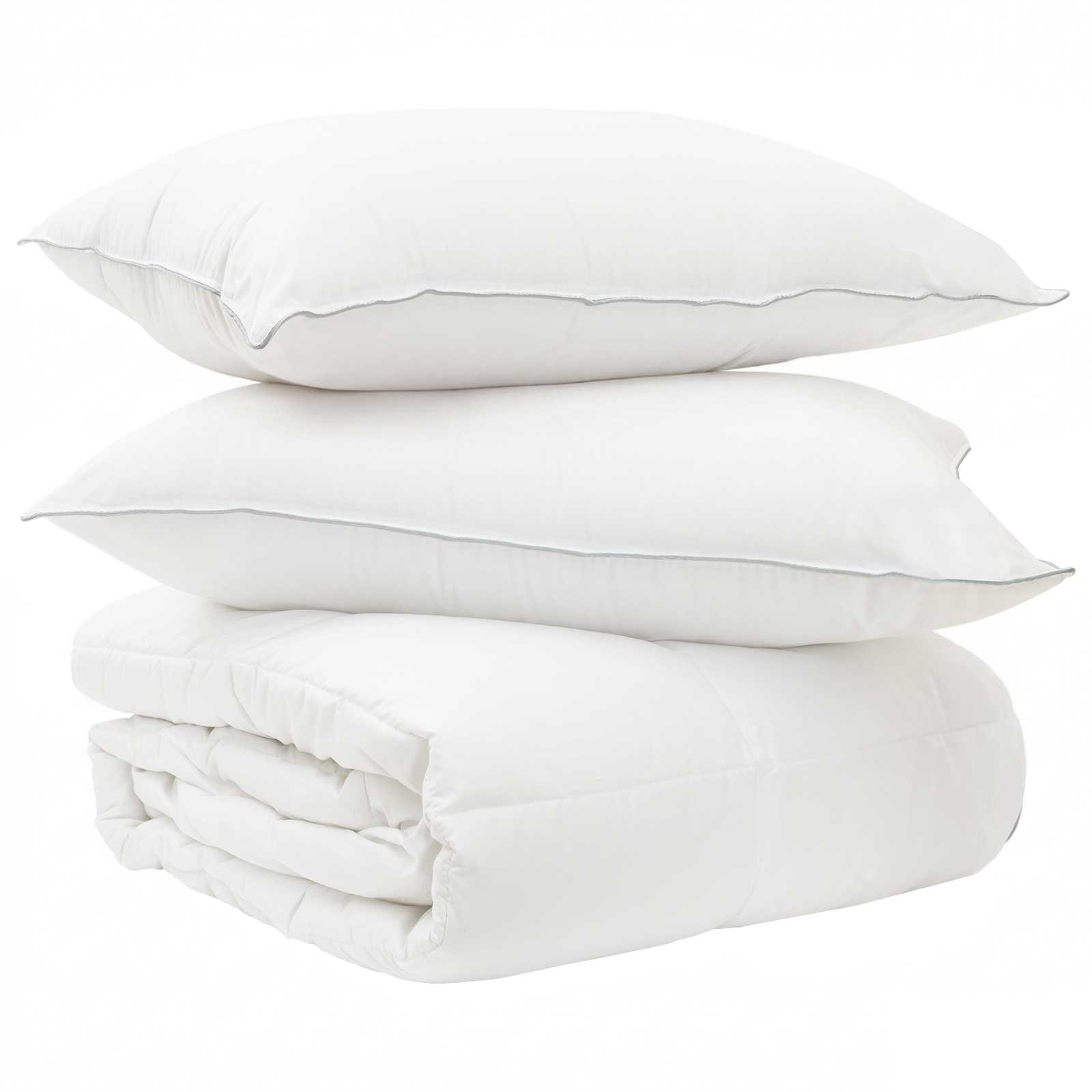 Bettwäsche-Set mit Kissen Weiß 200 x 220 cm Polyester, Bambus