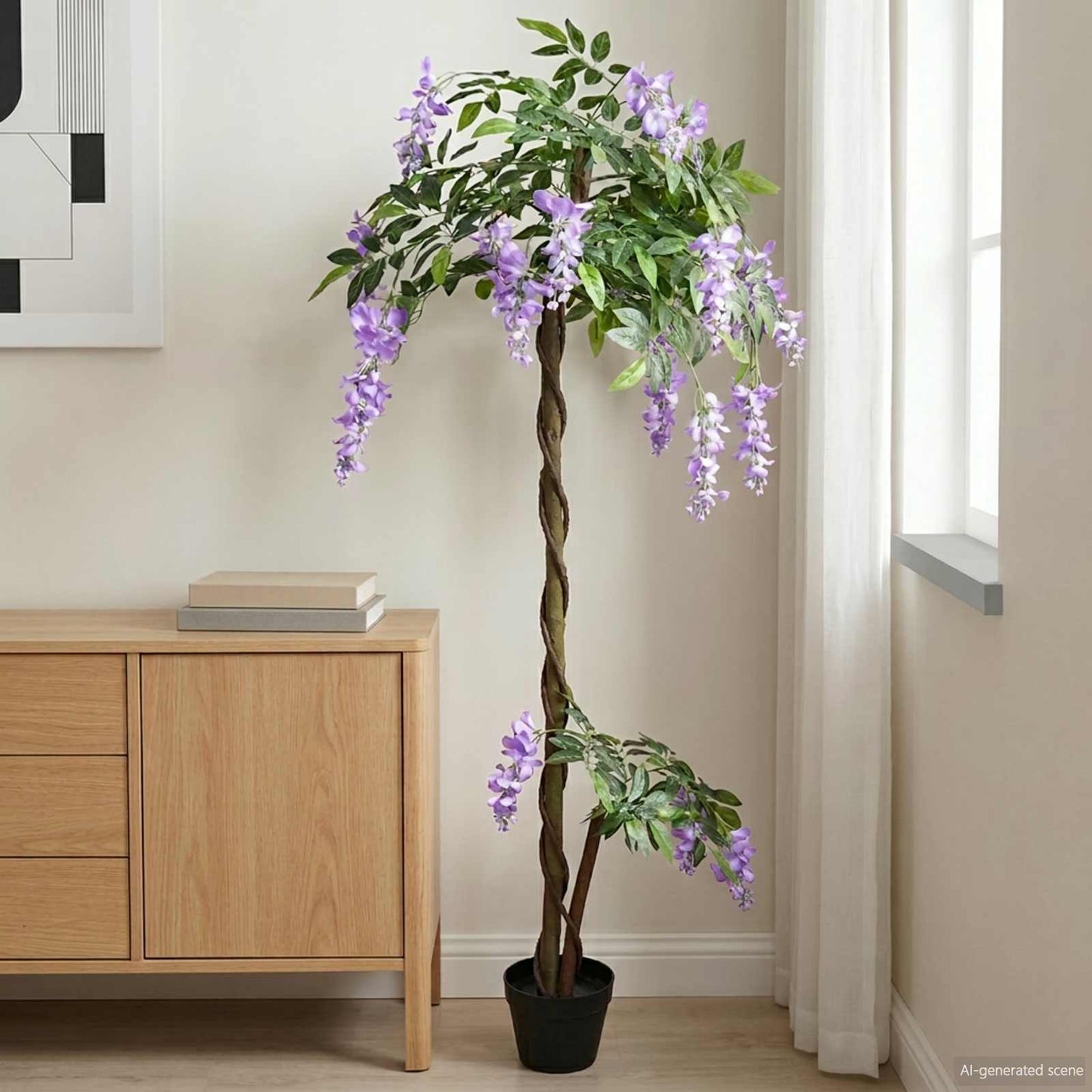 Künstlicher Bohnenblumenbaum Lila 80 x 18 x 160 cm