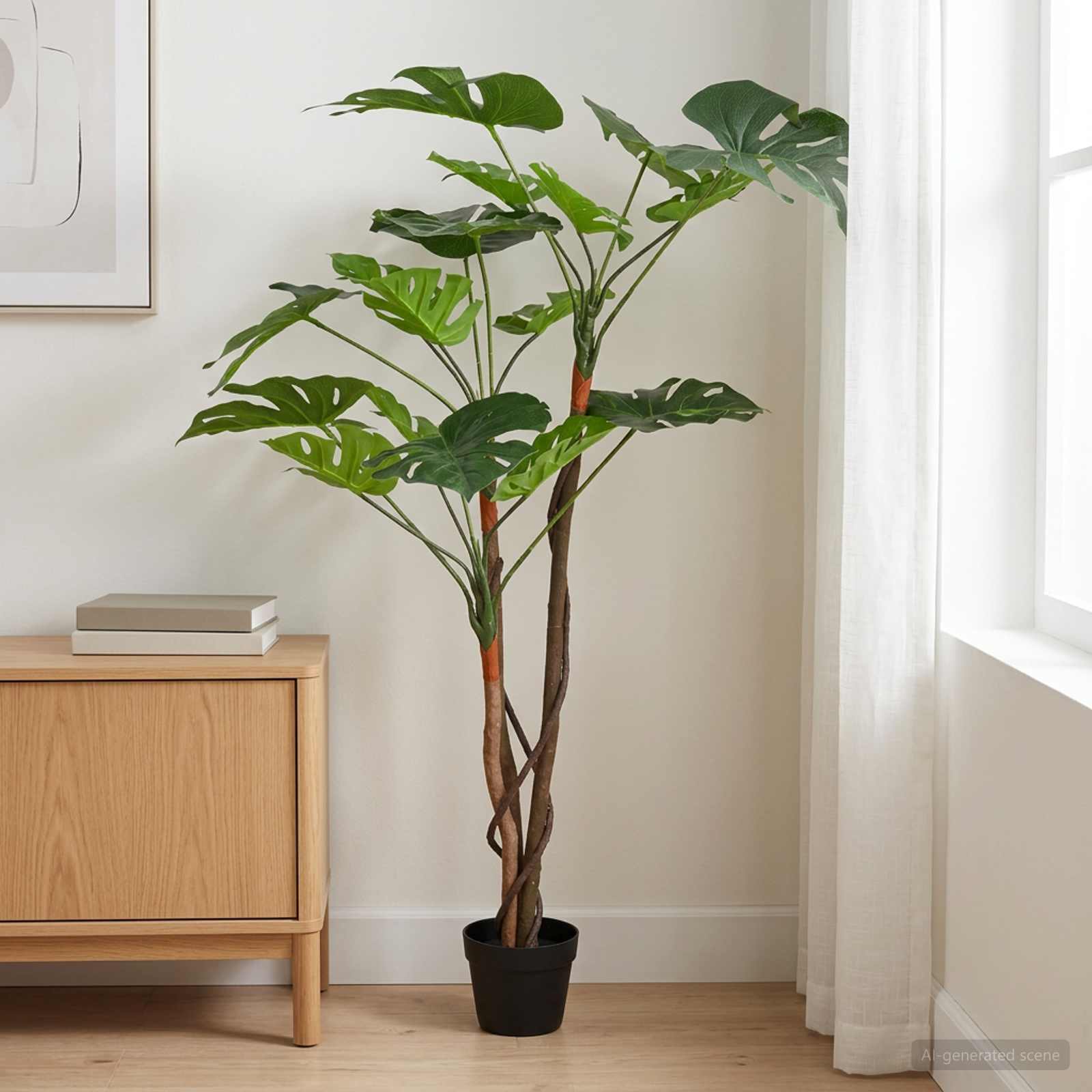Künstliche Monstera Pflanze Grün 70 x 16 x 130 cm