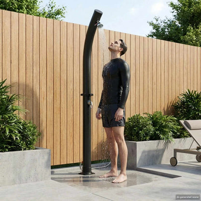 Solardusche mit Duschkopf 20 l PVC, ABS, Zinklegierung Schwarz