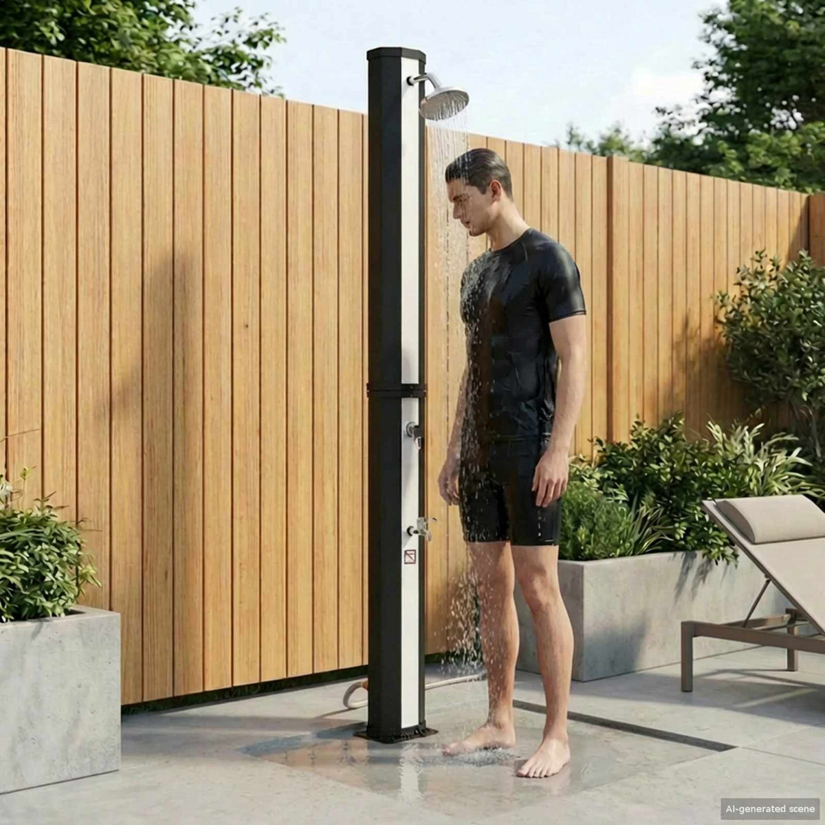 Solardusche mit Duschkopf und Wasserhahn 40 l