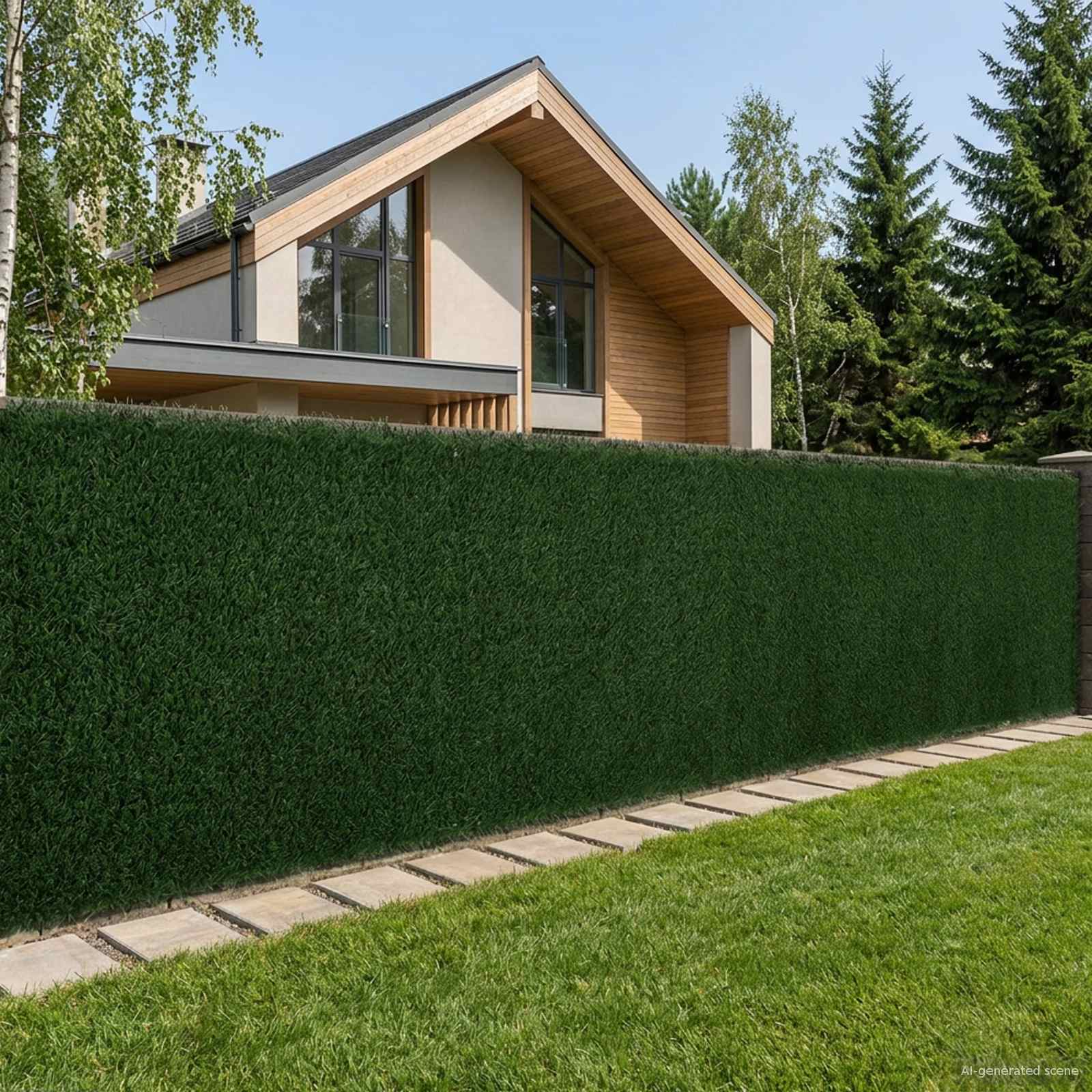 Künstlicher Zaun Dunkelgrün 1 x 3 m PVC und Stahl