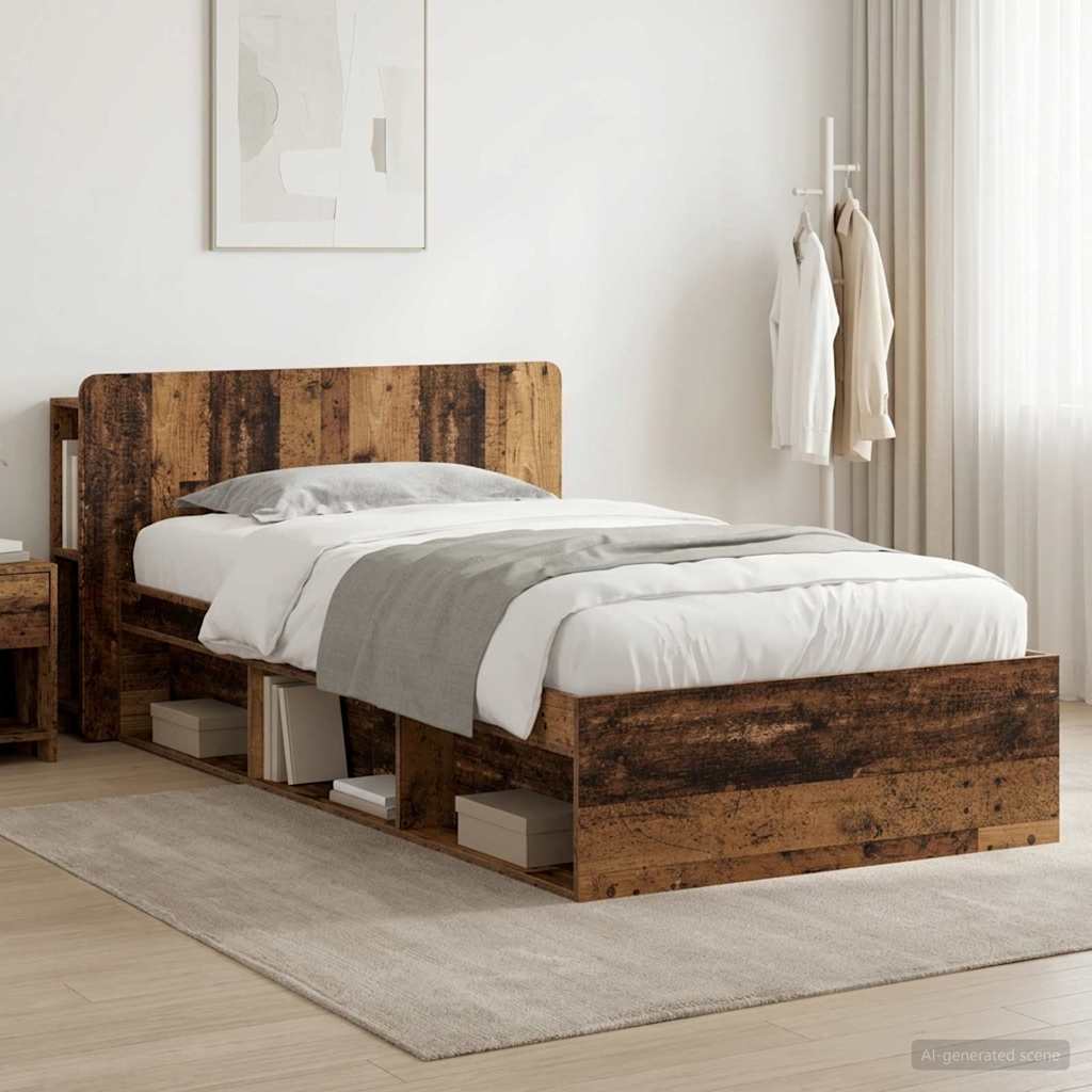 Bettgestell mit Stauraum Altholz 75 x 190 cm Holzwerkstoff