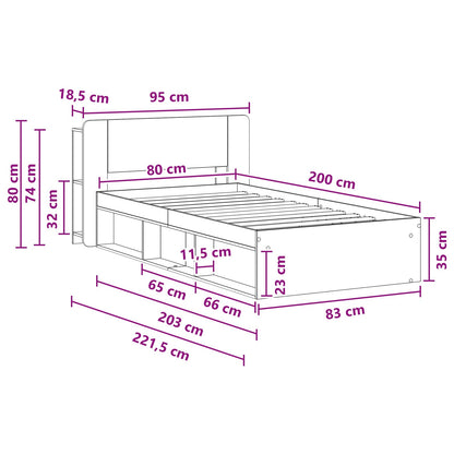 Bettgestell mit Stauraum Sonoma-Eiche 80 x 200 cm Holzwerkstoff