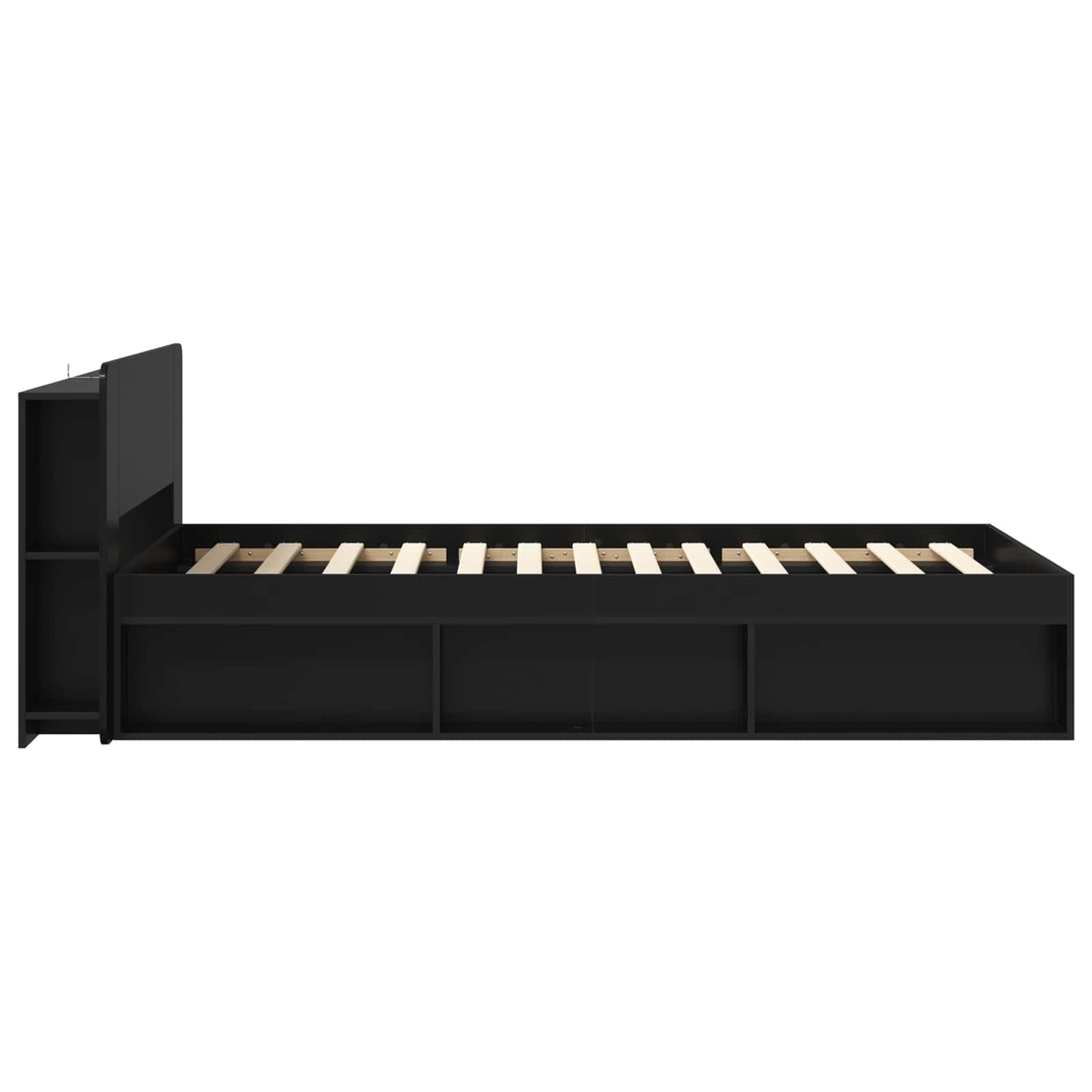 Bettgestell mit Stauraum Schwarz 90 x 190 cm Holzwerkstoff