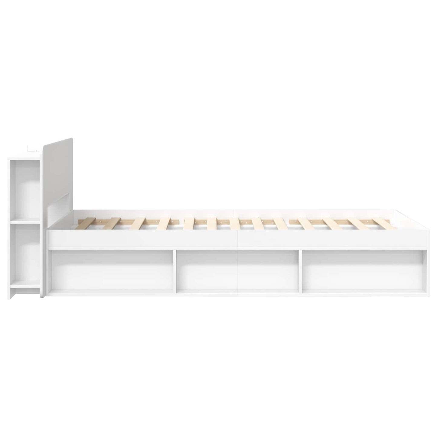 Bettgestell mit Stauraum Weiß 90 x 190 cm Holzwerkstoff