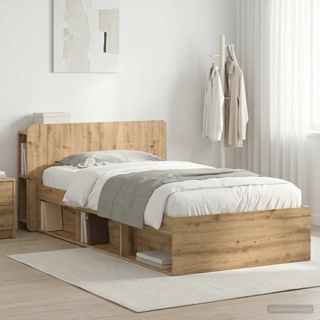 Bettgestell mit Stauraum Artisan-Eiche 100 x 200 cm