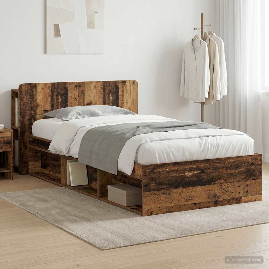 Bettgestell mit Stauraum Altholz 100 x 200 cm Holzwerkstoff