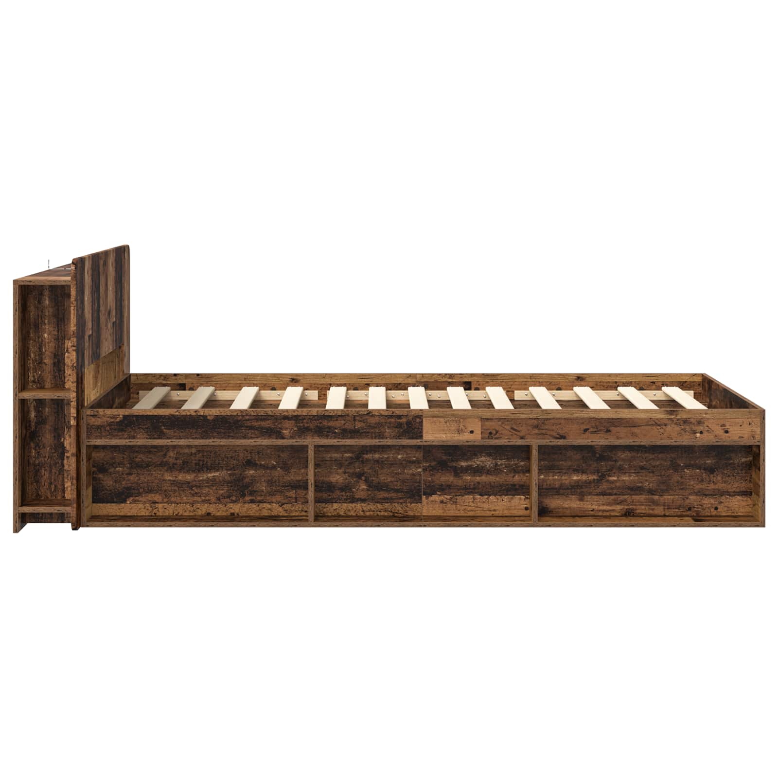 Bettgestell mit Stauraum Altholz 100 x 200 cm Holzwerkstoff