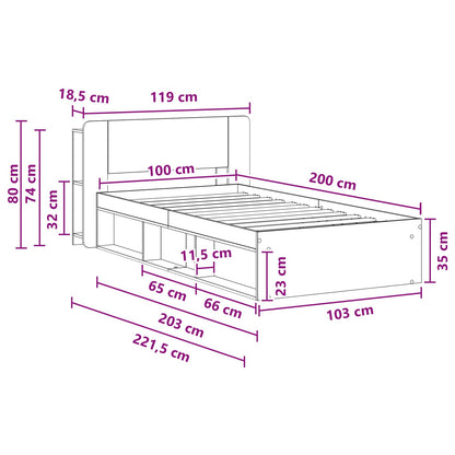Bettgestell mit Stauraum Altholz 100 x 200 cm Holzwerkstoff