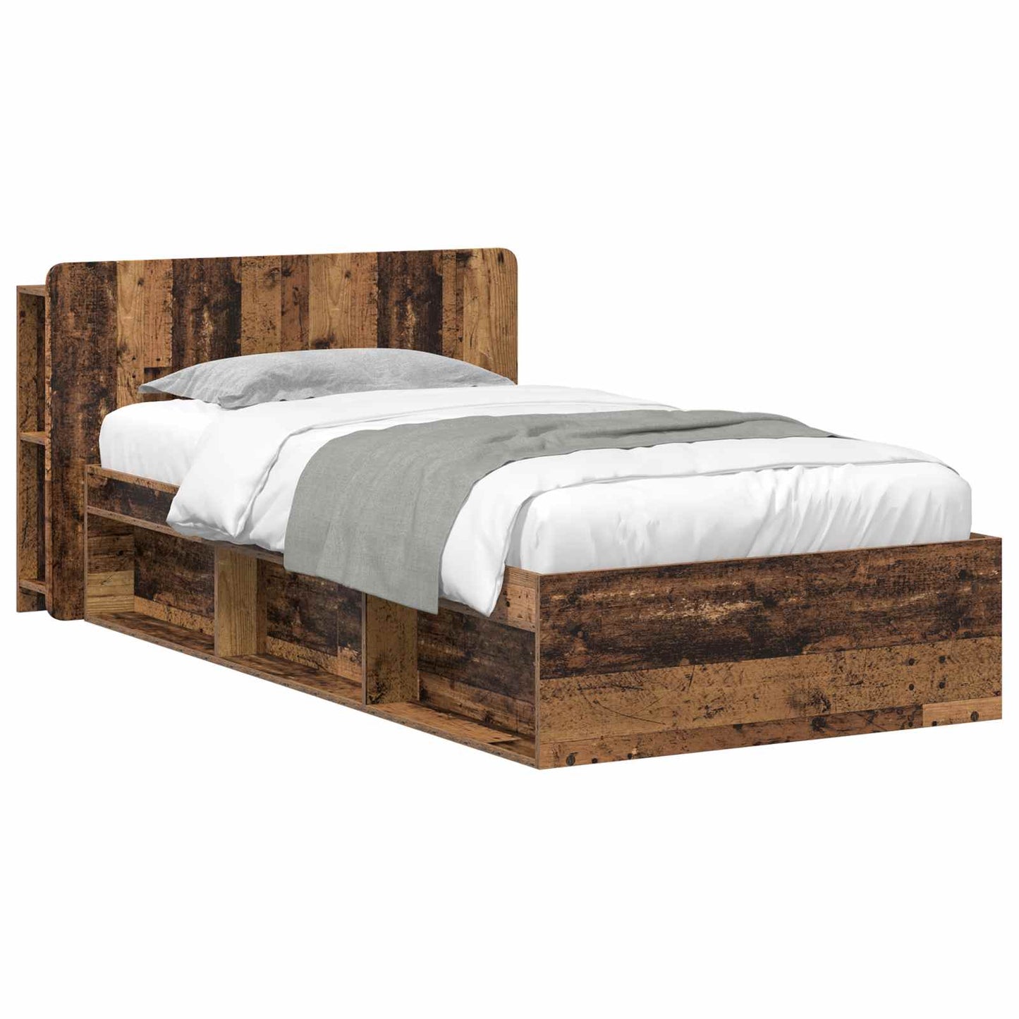 Bettgestell mit Stauraum Altholz 90 x 200 cm Holzwerkstoff