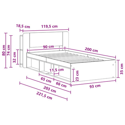 Bettgestell mit Stauraum Altholz 90 x 200 cm Holzwerkstoff