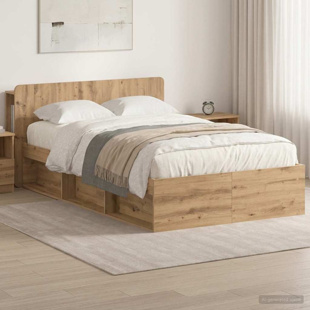 Bettgestell mit Stauraum Artisan-Eiche 120 x 190 cm