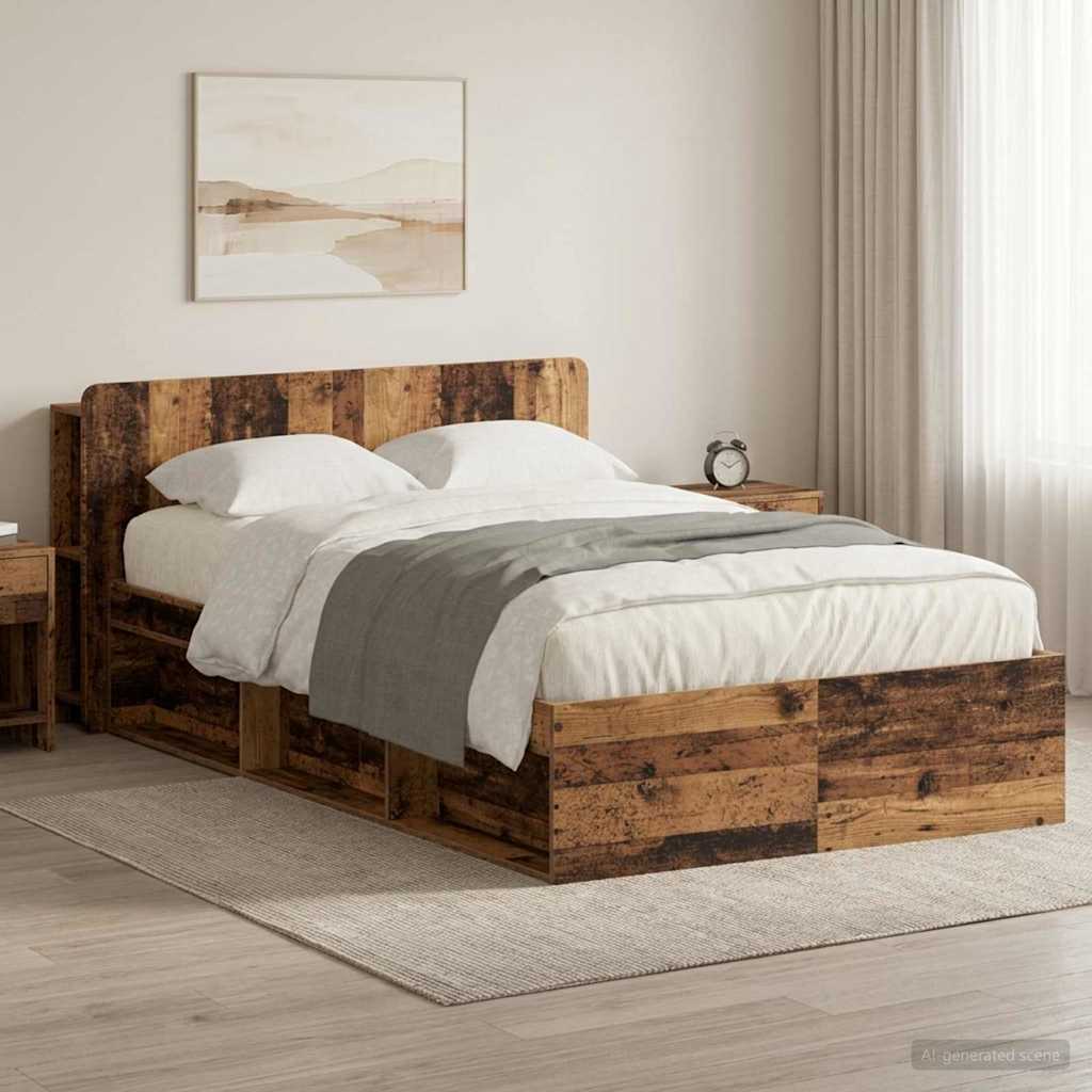 Bettgestell mit Stauraum Altholz 120 x 190 cm Holzwerkstoff