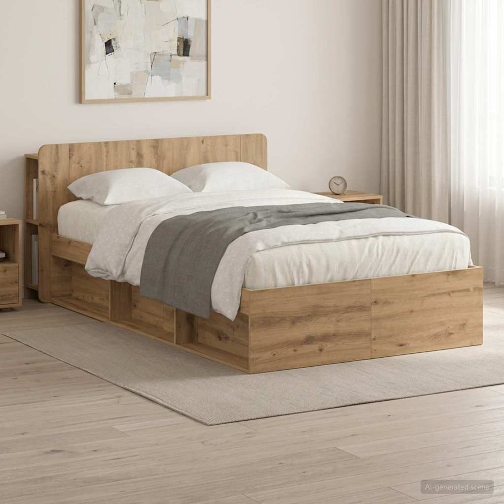 Bettgestell mit Stauraum Artisan-Eiche 120 x 200 cm