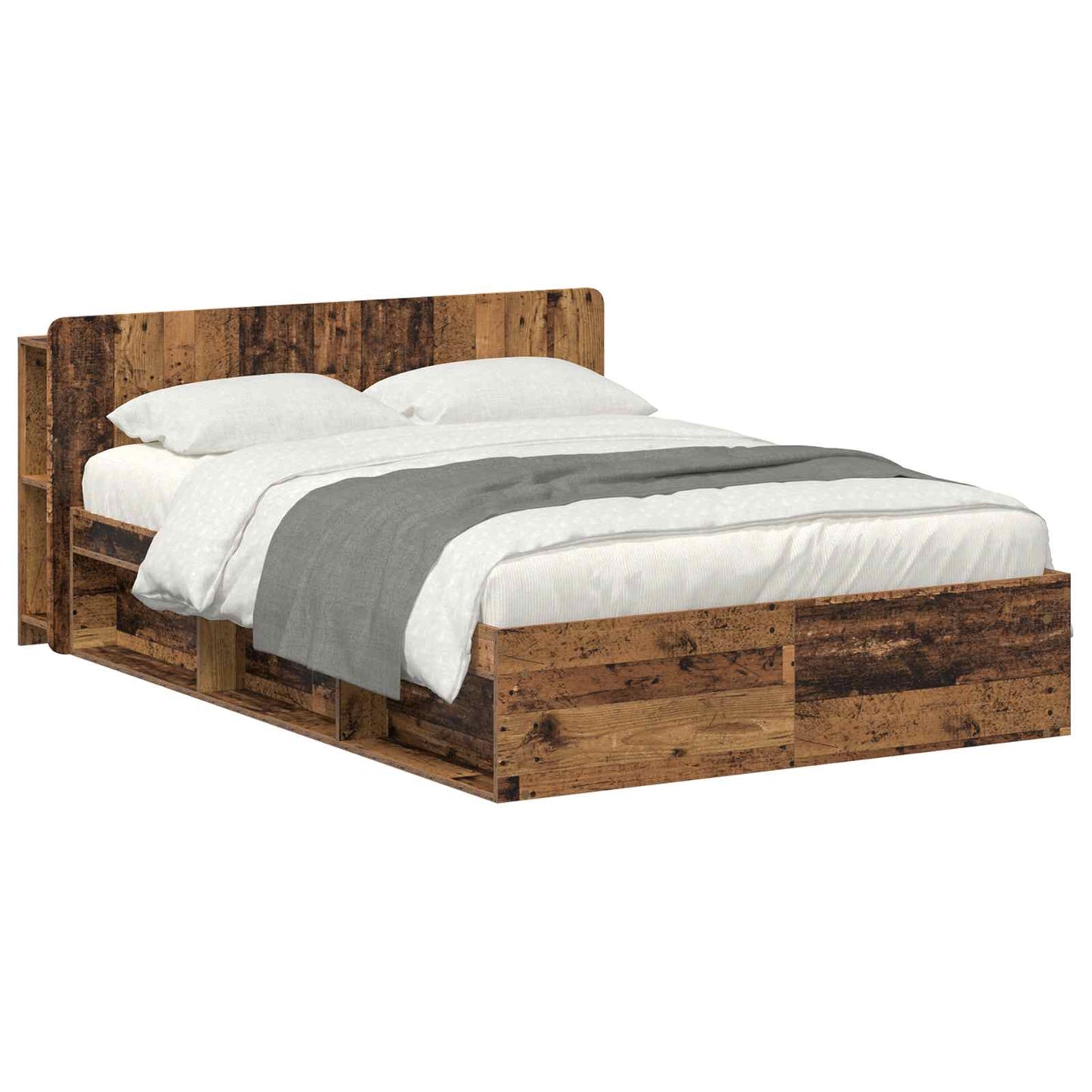 Bettgestell mit Stauraum Altholz 135 x 190 cm Holzwerkstoff