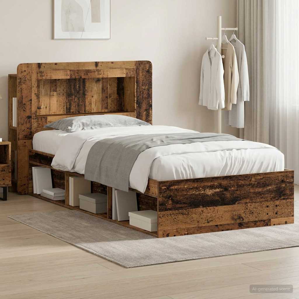 Bettgestell mit Stauraum Altholz 75 x 190 cm Holzwerkstoff