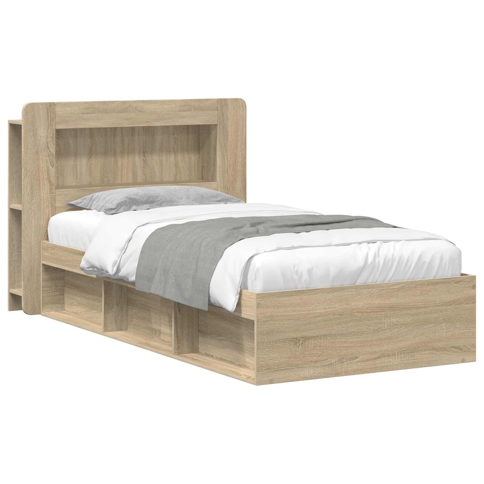 Bettgestell mit Stauraum Sonoma-Eiche 75 x 190 cm Holzwerkstoff