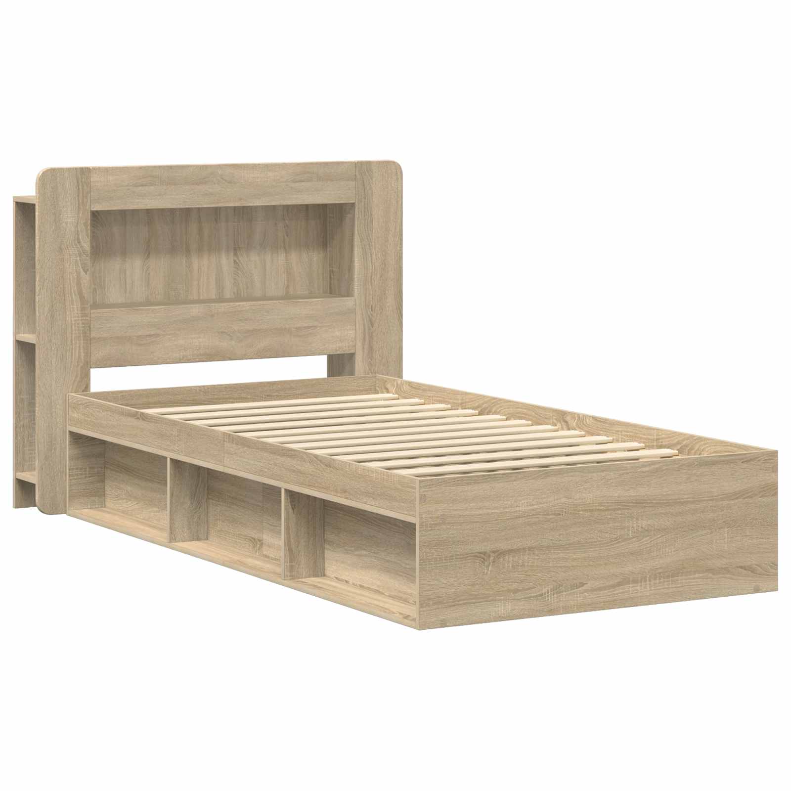 Bettgestell mit Stauraum Sonoma-Eiche 75 x 190 cm Holzwerkstoff