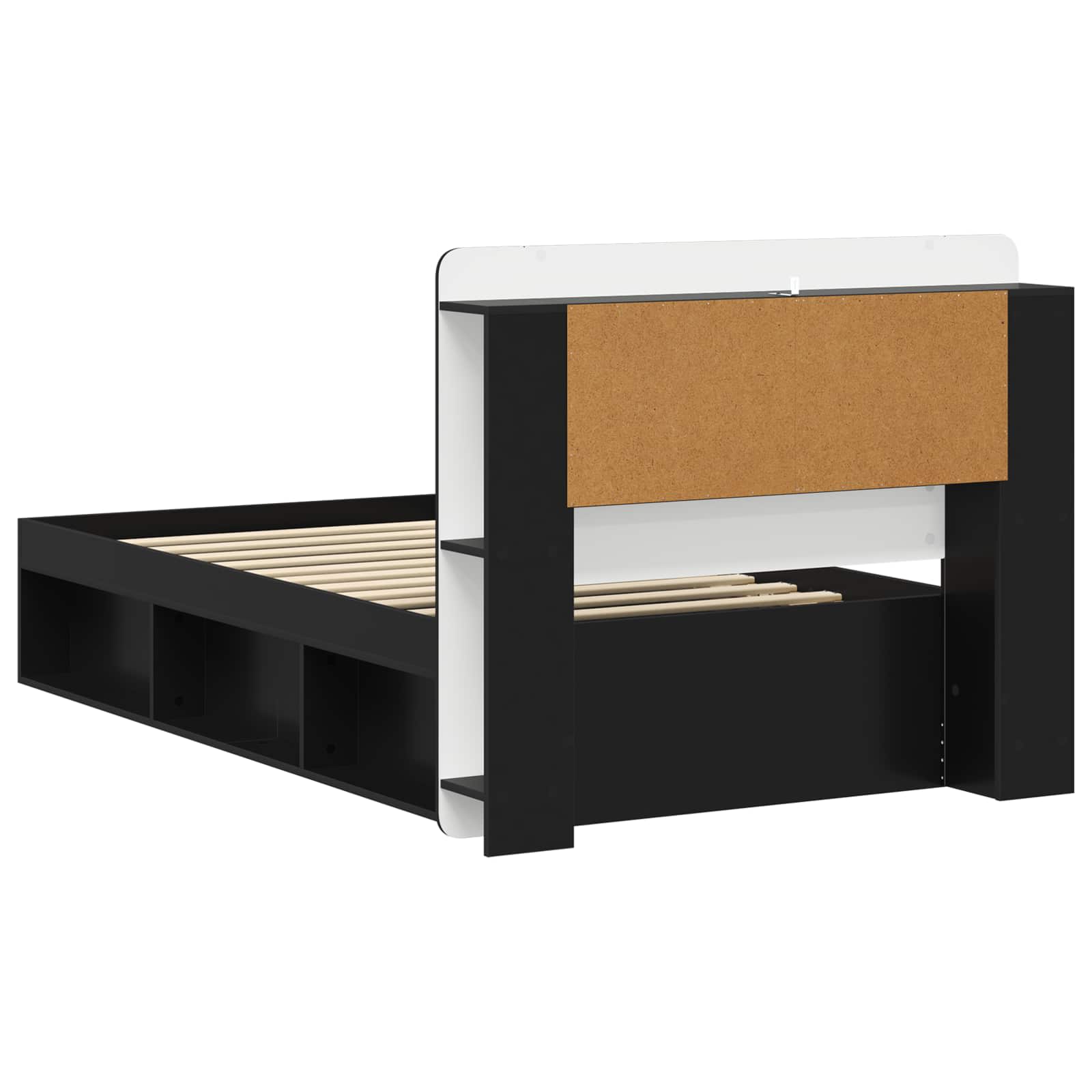 Bettgestell mit Stauraum Schwarz 90 x 190 cm Holzwerkstoff