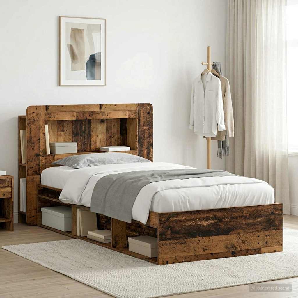 Bettgestell mit Stauraum Altholz 90 x 190 cm Holzwerkstoff