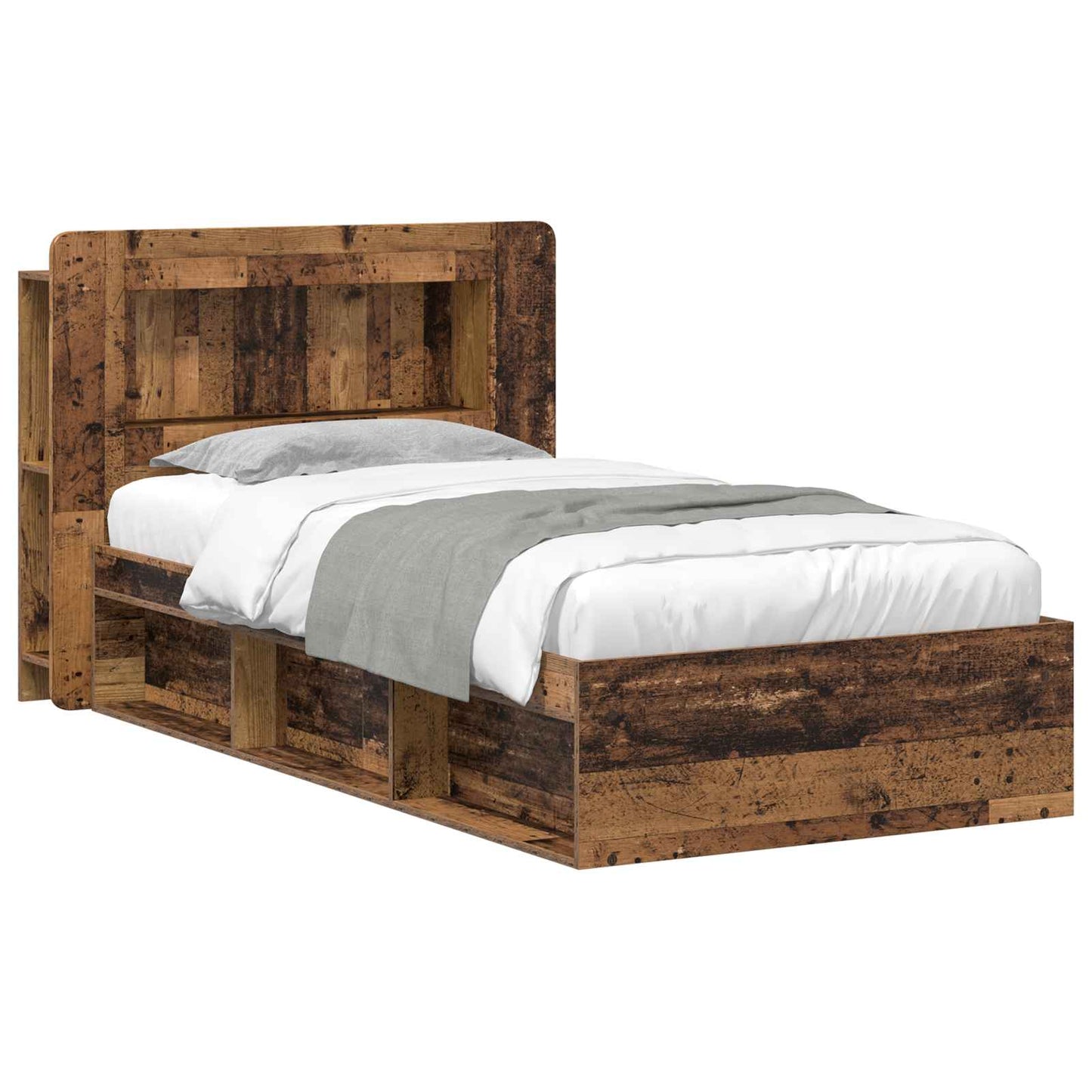 Bettgestell mit Stauraum Altholz 90 x 190 cm Holzwerkstoff