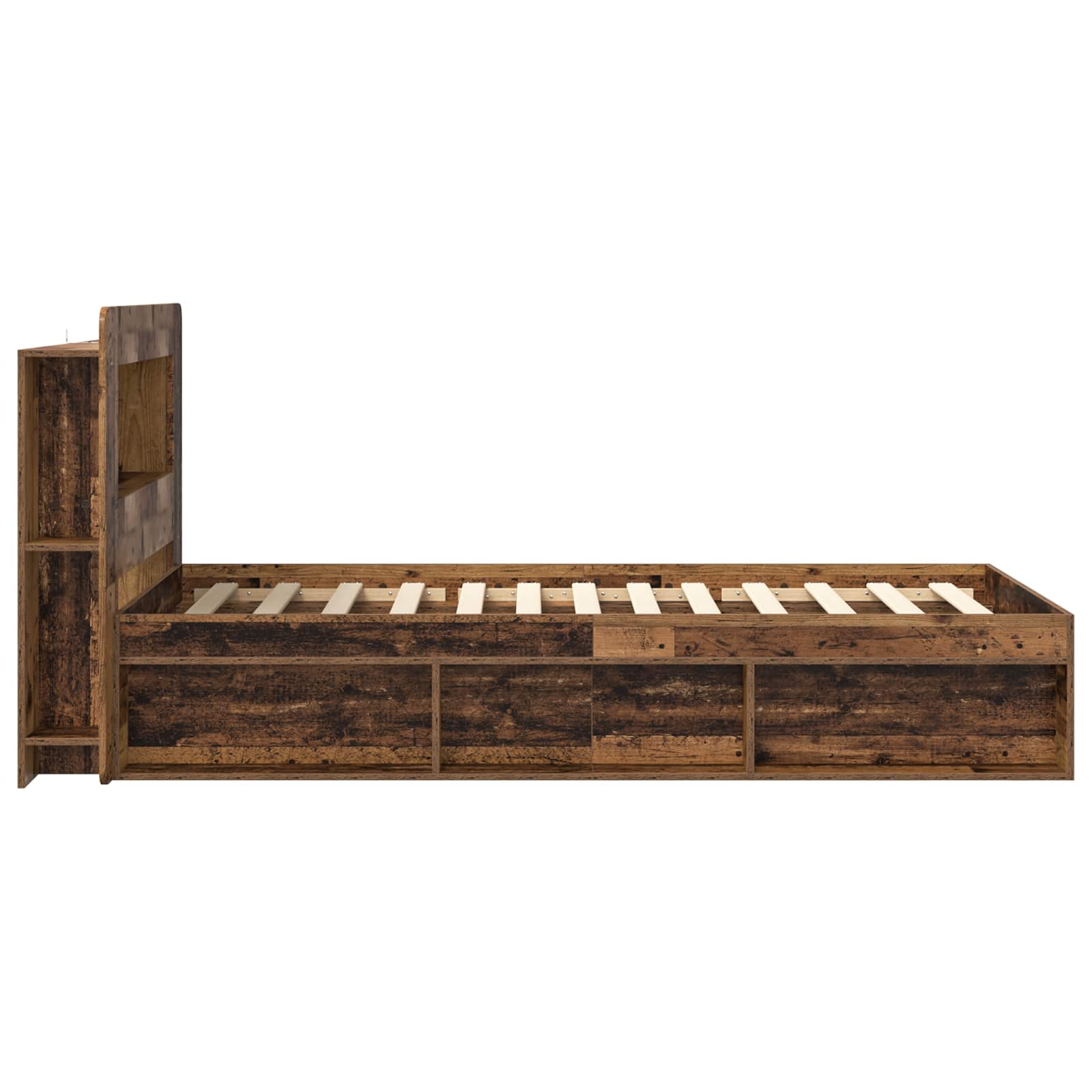 Bettgestell mit Stauraum Altholz 90 x 190 cm Holzwerkstoff