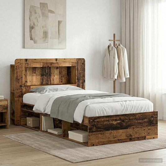 Bettgestell mit Stauraum Altholz 100 x 200 cm Holzwerkstoff