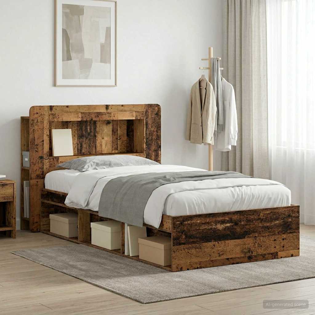 Bettgestell mit Stauraum Altholz 90 x 200 cm Holzwerkstoff