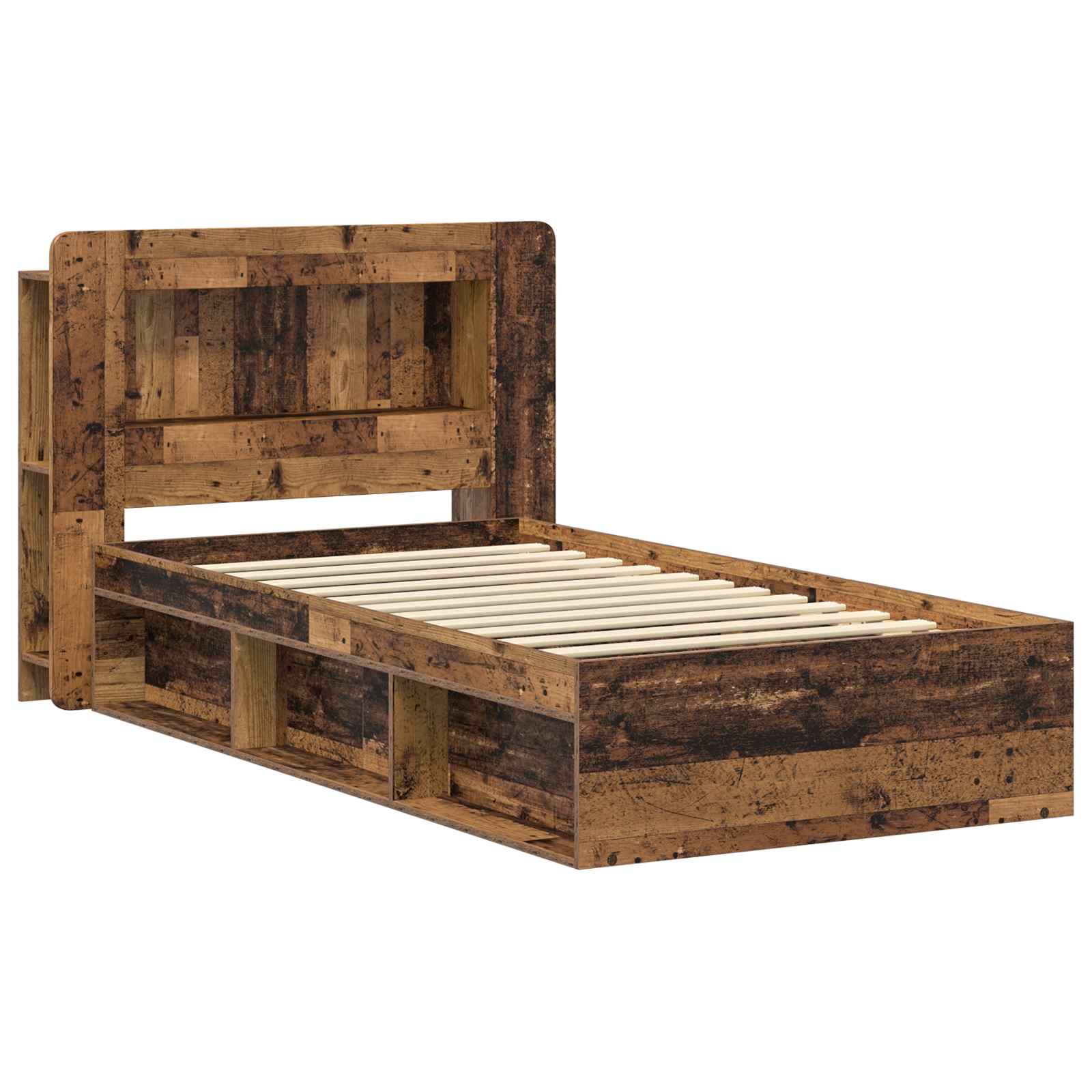 Bettgestell mit Stauraum Altholz 90 x 200 cm Holzwerkstoff