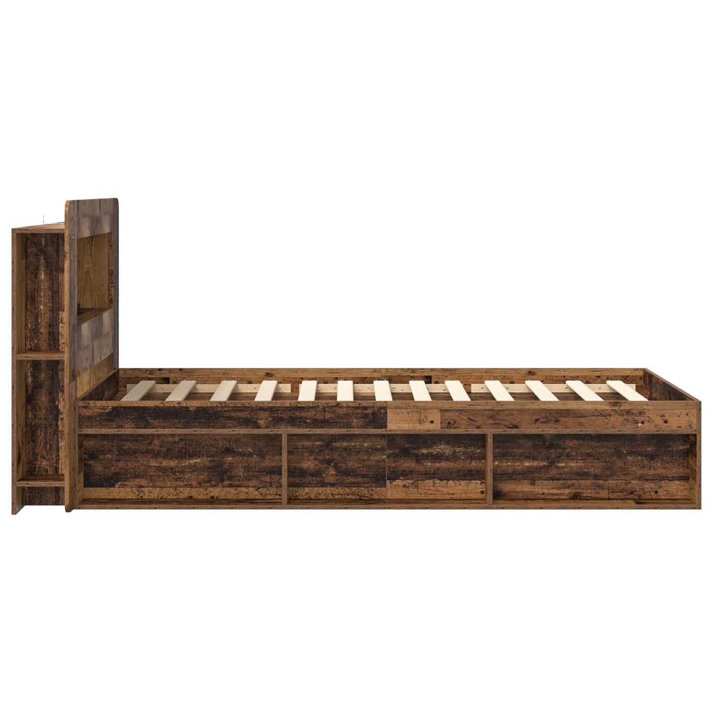Bettgestell mit Stauraum Altholz 90 x 200 cm Holzwerkstoff