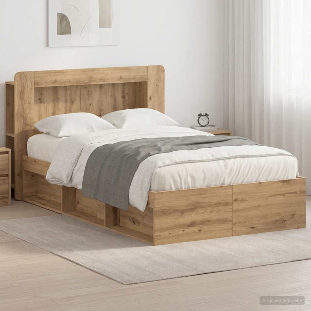 Bettgestell mit Stauraum Artisan-Eiche 120 x 190 cm